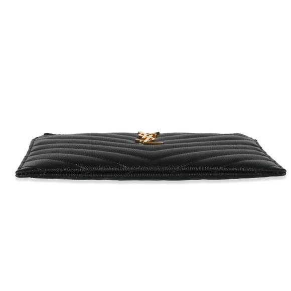 Saint Laurent Black Graine De Poudre Bill Zip Pouch - Picture 5 of 7